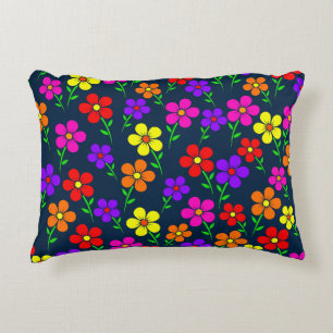 Colorful Flowers Floral Pattern Decorative Cushion