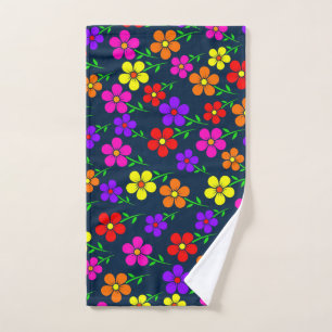 Colorful Flowers Floral Pattern Hand Towel