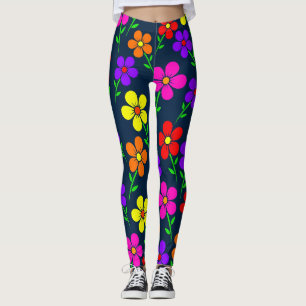 Colorful Flowers Floral Pattern Leggings