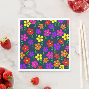 Colorful Flowers Floral Pattern Napkin