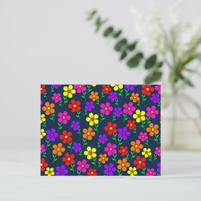 Colorful Flowers Floral Pattern Postcard (Standing Front)