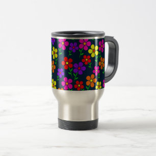 Colorful Flowers Floral Pattern Travel Mug