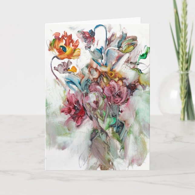 colorful flowers greeting card (Front)