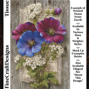 Colorful Flowers, Lace, Rustic Wood DS5R Decoupage Tissue Paper