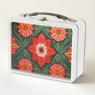 Colorful flowers metal lunch box