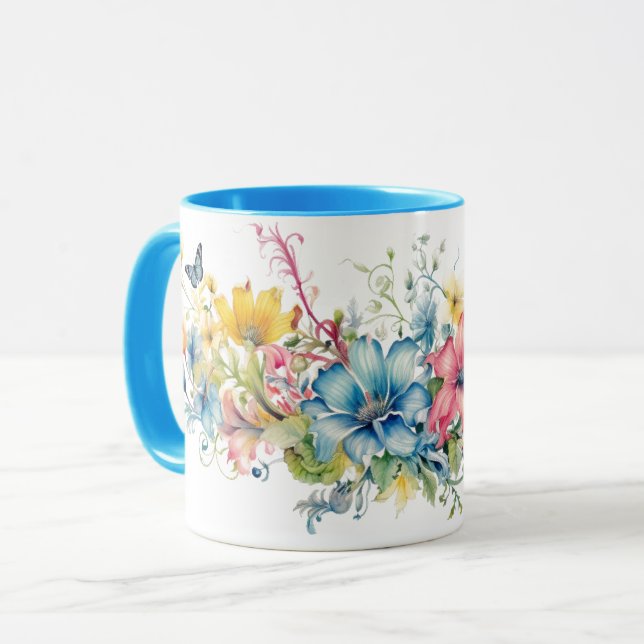Colorful Flowers Mug (Front Left)