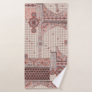 Colorful flowers mughal architecture background wa bath towel