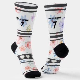 Colorful Flowers - Name Number Socks