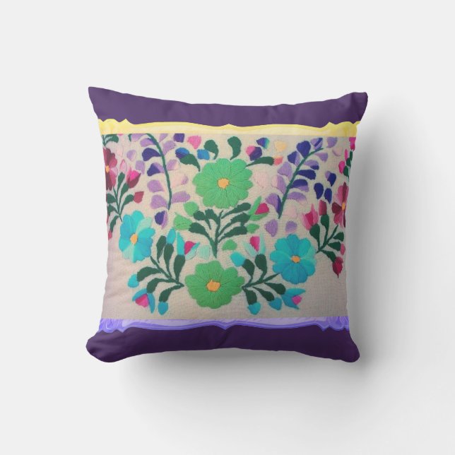 Colorful Flowers Pattern Cushion (Front)