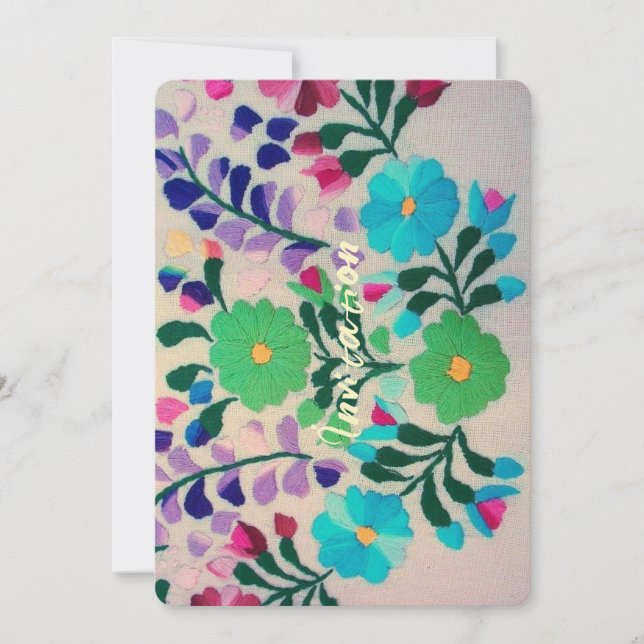 Colorful Flowers Pattern Invitation (Front)