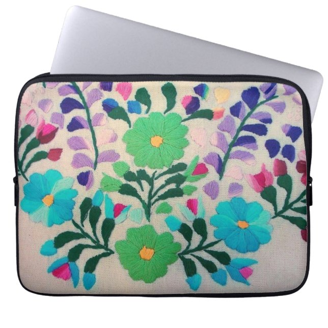 Colorful Flowers Pattern Laptop Sleeve (Front)