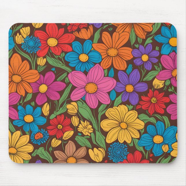 Colorful flowers pattern mouse mat (Front)
