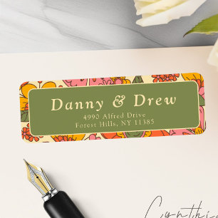 Colorful Flowers Pattern Retro Boho 70s Adress