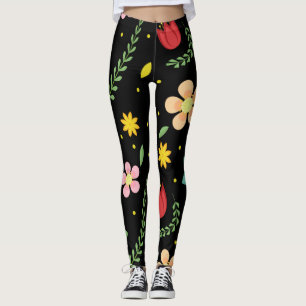  Colorful Flowers Watercolor Cute    Leggings