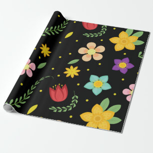 Colorful Flowers Watercolor Cute Wrapping Paper