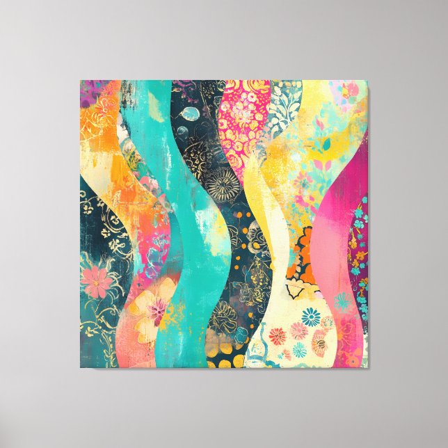 Colorful Flowers Wave Canvas Print (Front)
