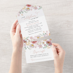 Colorful Flowers, Wildflowers, Boho, Baby Shower All In One Invitation