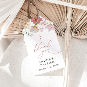 Colorful Flowers, Wildflowers, Boho, Baptism Gift Tags