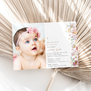 Colorful Flowers, Wildflowers, Boho, Baptism Invitation