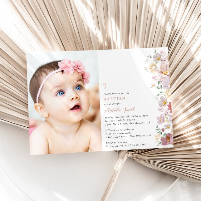 Colorful Flowers, Wildflowers, Boho, Baptism Invitation (Creator Uploaded)