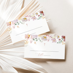Colorful Flowers, Wildflowers, Boho, Baptism Place Card
