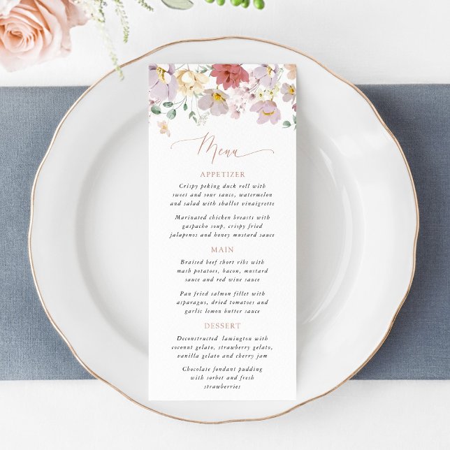 Colorful Flowers, Wildflowers, Boho, Wedding Menu (Creator Uploaded)