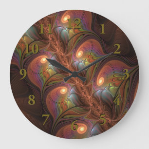 Colorful Fluorescent Abstract Modern Brown Fractal Large Clock