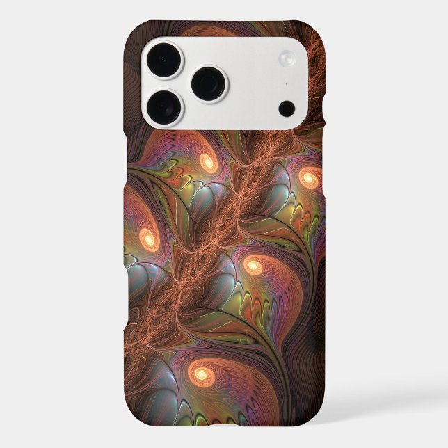 Colorful Fluorescent Abstract Trippy Brown Fractal (Back)