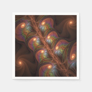 Colorful Fluorescent Abstract Trippy Brown Fractal Napkin