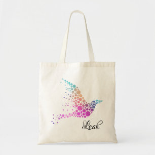 Colorful Flying Bird with Name Customization Tote Bag
