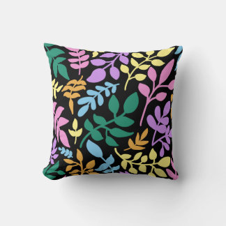 Colorful foliage in black background cushion