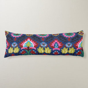 Colorful Folk Floral Dark Blue Body Cushion