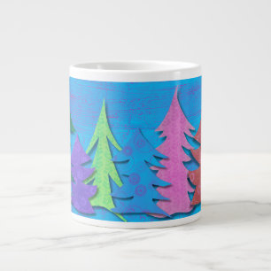Colorful Forest Christmas Tree Large Coffee Mug