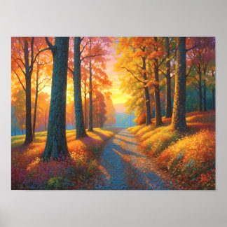 Colorful Forest Flowers and Fall Colors Art Poster