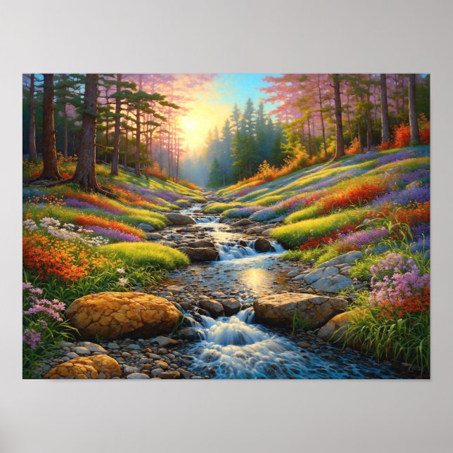 Colorful Forest Flowers Art Poster (Front)