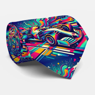 Colorful Formula 1 Race Car 3 Tie