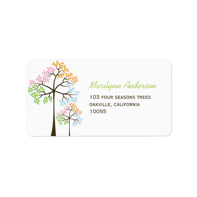 Colorful Four Seasons Trees Wedding Address Labels (Front)