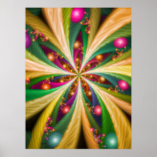 Colorful Fractal Star Poster