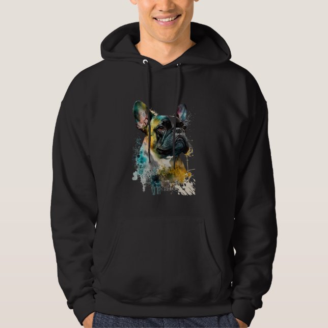 Colorful French Bulldog Dog  Dad Mom Boy Girl Hoodie (Front)