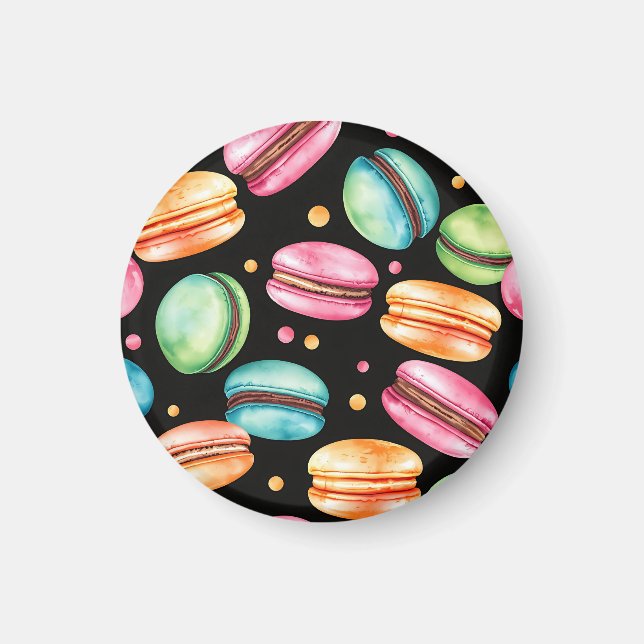 Colorful French Macaron Watercolor Pattern Magnet (Front)