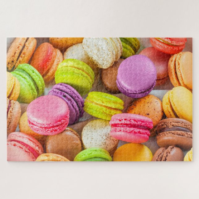 Colorful French Macarons Tasty Party Food Jigsaw Puzzle (Horizontal)
