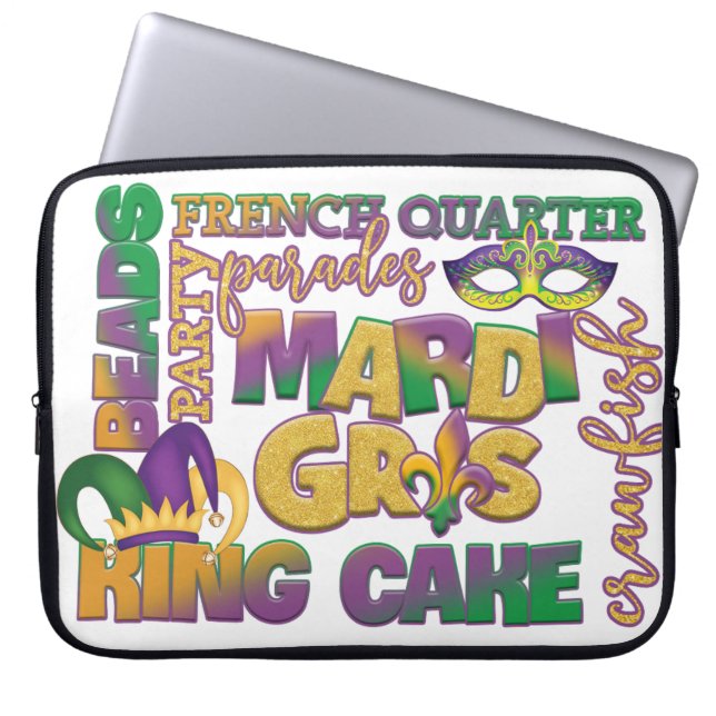COLORFUL FRENCH QUARTER KING CAKE MARDI GRAS LAPTOP SLEEVE (Front)