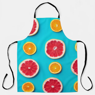 Colorful fruit pattern of fresh orange and grapefr apron