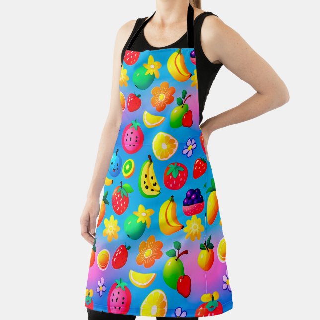 Colorful Fruit Pattern Vibrant Tropical Fruits Apron (Insitu)
