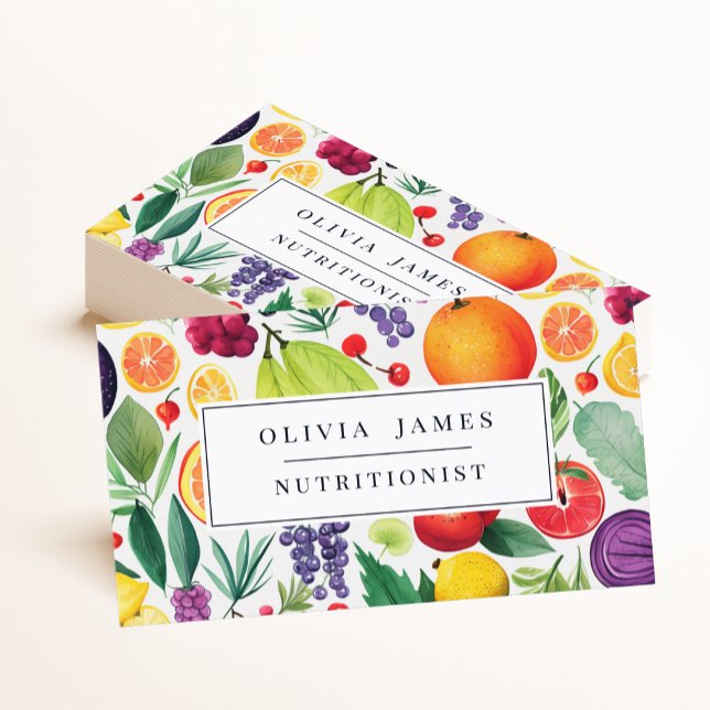 Colorful Fruit Vegetable Food Nutrition Dietician Business Card (Creator Uploaded)