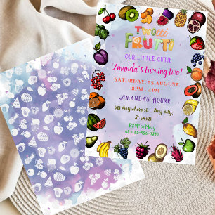 Colorful Fruit Watercolor Twotti Frutti Birthday  Invitation