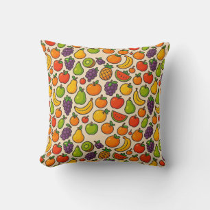 Colorful fruits patterned cushion