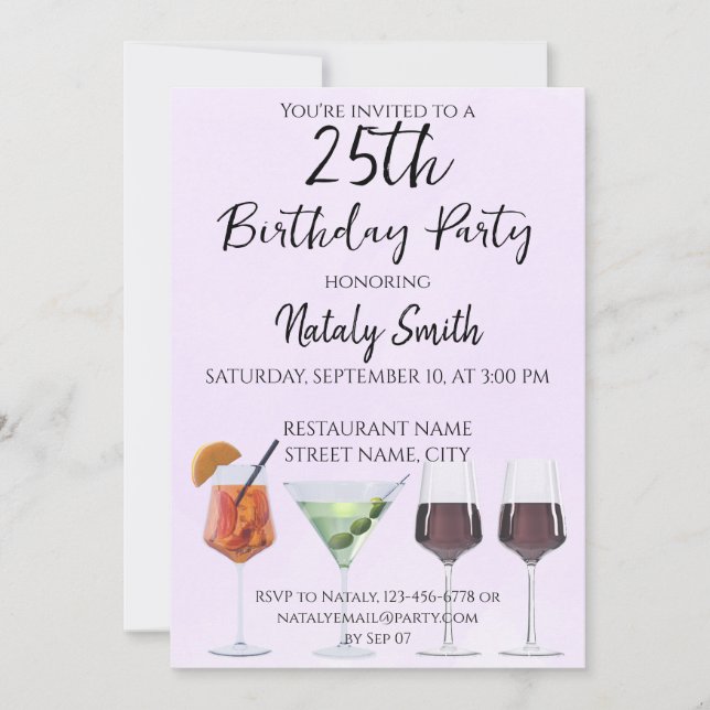Colorful fun cocktails invitation (Front)