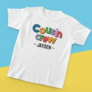 Colorful Fun Cousin Crew Personalized Name Kids T-Shirt