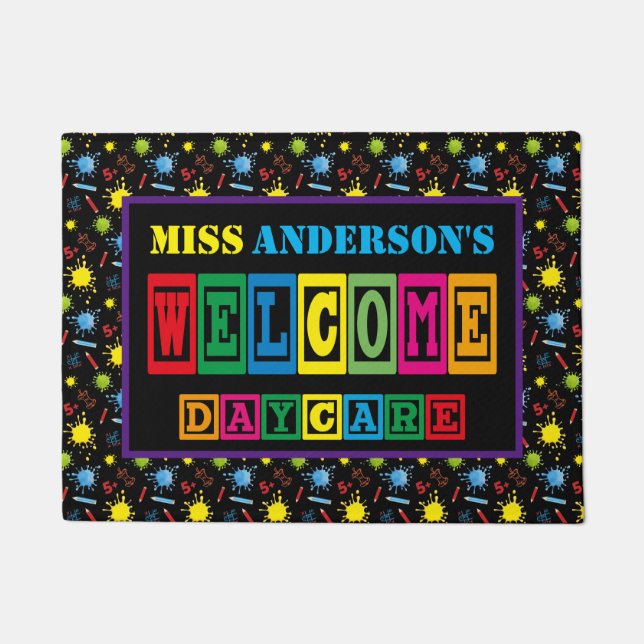 Colorful Fun Custom Daycare Doormat (Front)